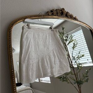 Express White Asymmetrical A-Line Mini Skirt